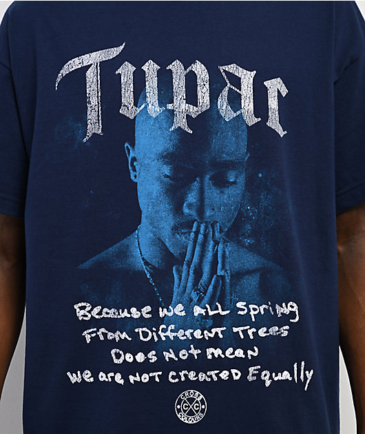 Cross Colours x Tupac Blossoms In Darkness Navy T-Shirt | Zumiez