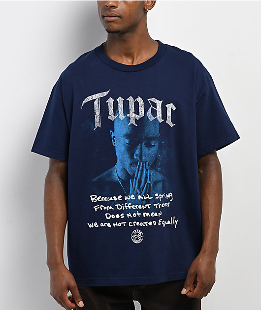 Cross Colours x Tupac Blossoms In Darkness Navy T-Shirt | Zumiez