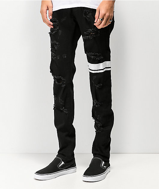 black skinny jeans with stripe