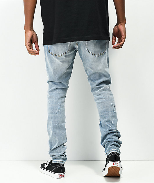 Crysp Atlantic Blue Rip & Repair Denim Skinny Jeans