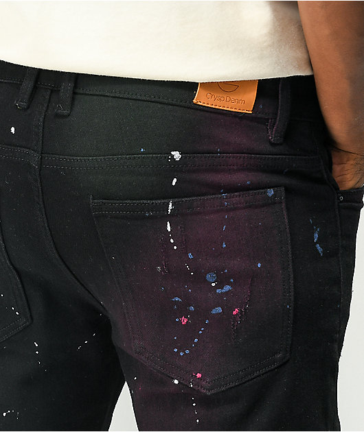 Crysp Denim Atlantic Paint Splatter Black Jeans