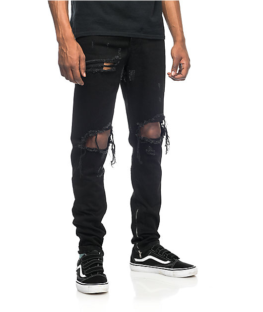 black ripped jeans zumiez