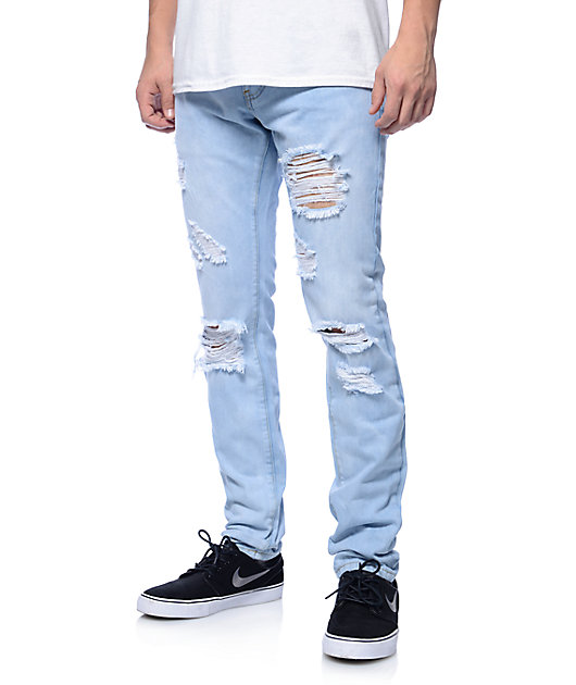 light blue faded jeans