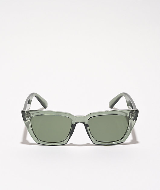 Crystal Green Cat Eye Sunglasses
