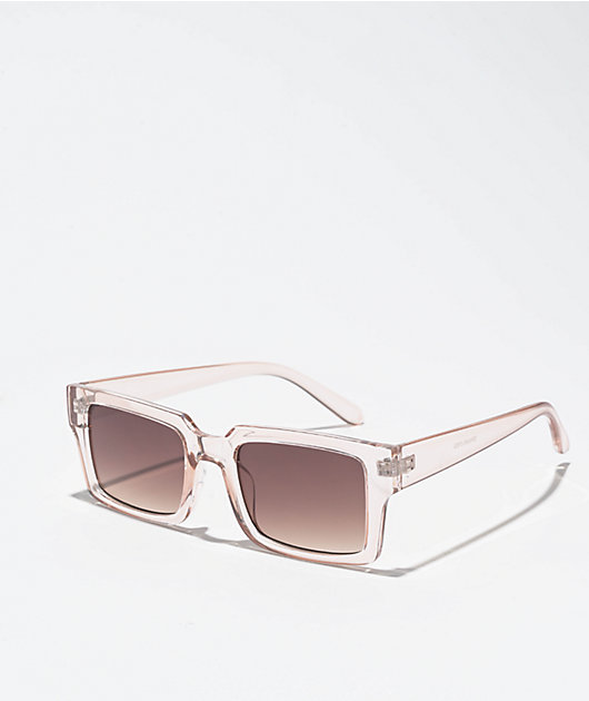 Crystal Tan & Brown Gradient Rectangle Sunglasses | Zumiez display picture 3