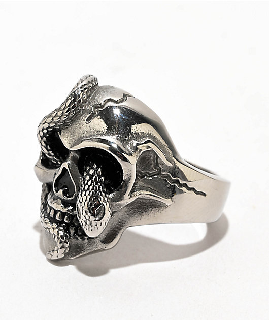 Cyberspace Shop Slither Skull Silver Ring | Zumiez