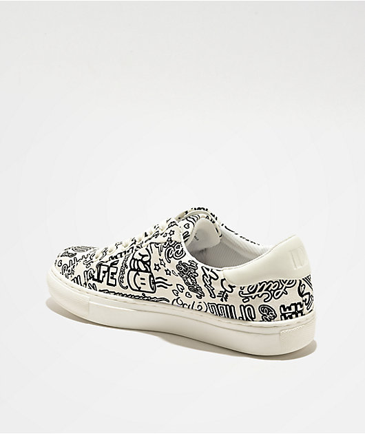 D'Amelio Footwear x Sharpie Coffee Print White Shoes