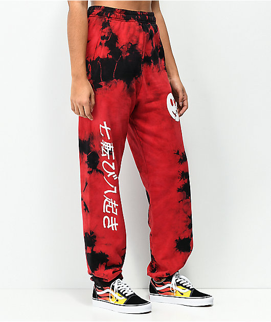 D.R.E.A.M. Seven Times Fall Black & Red Tie Dye Sweatpants