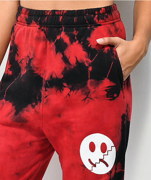 D.R.E.A.M. Seven Times Fall Black & Red Tie Dye Sweatpants