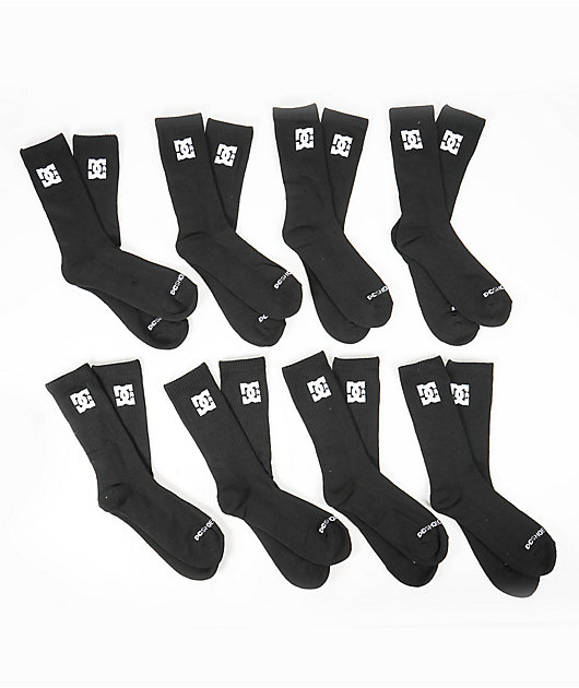 DC 8 Pack Black Crew Socks