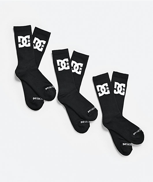 DC Big Star 3 Pack Black Crew Socks