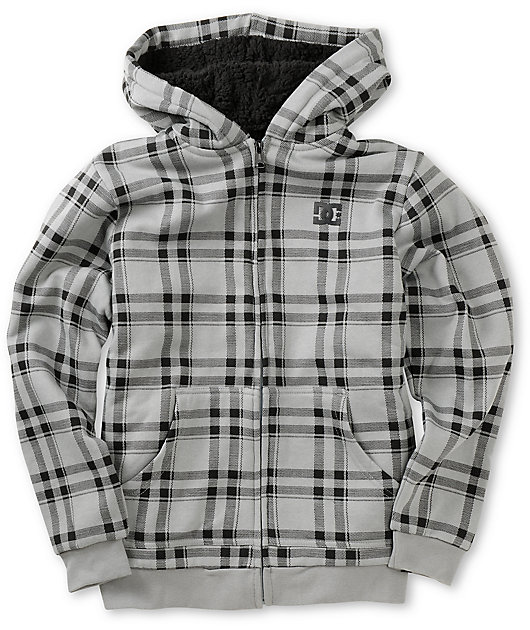 checkered fleece hoodie