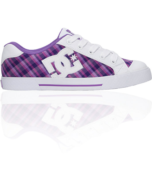 DC Chelsea White \u0026 Purple Plaid Shoes 