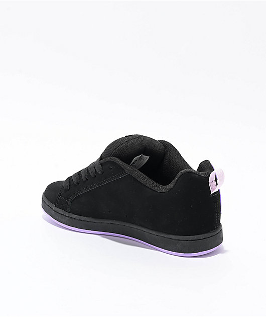 DC Court Graffik Black & Lilac Skate Shoes