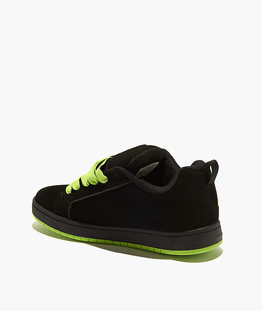 DC Court Graffik Black & Lime Green Skate Shoes