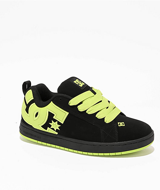 DC Court Graffik Black & Lime Green Skate Shoes