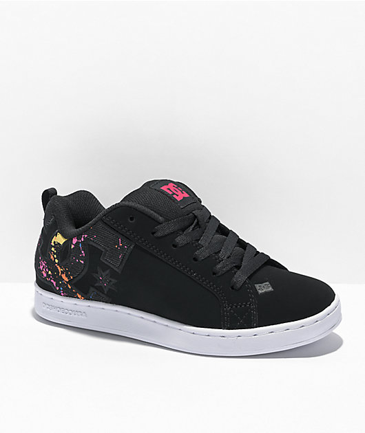 DC Court Graffik Black & Paint Splatter Skate Shoes
