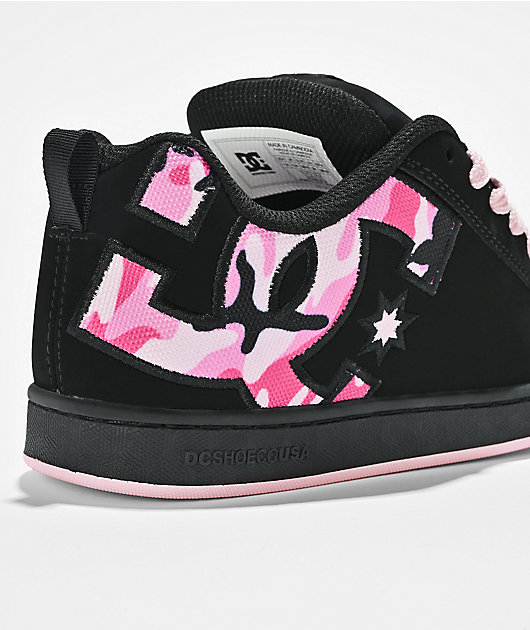 DC Court Graffik Black & Pink Camo Skate Shoes