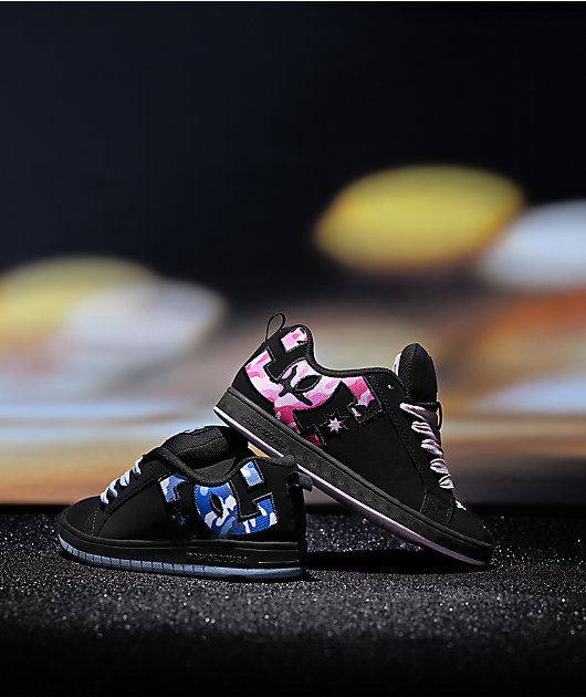 DC Court Graffik Black & Pink Camo Skate Shoes
