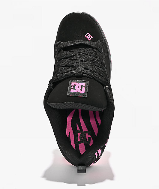 DC Court Graffik Black & Pink Zebra Skate Shoes