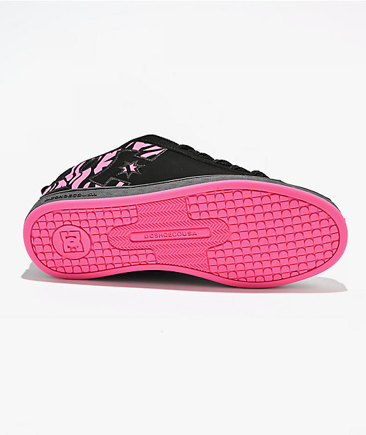DC Court Graffik Black & Pink Zebra Skate Shoes