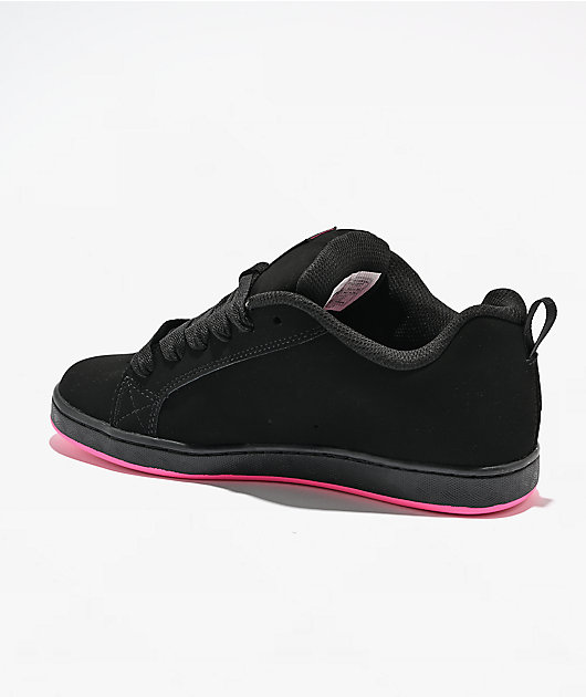 DC Court Graffik Black & Pink Zebra Skate Shoes