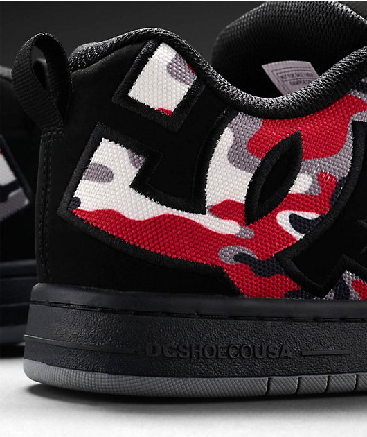 DC Court Graffik Black & Red Camo Skate Shoes