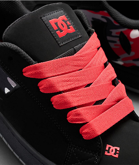 DC Court Graffik Black & Red Camo Skate Shoes