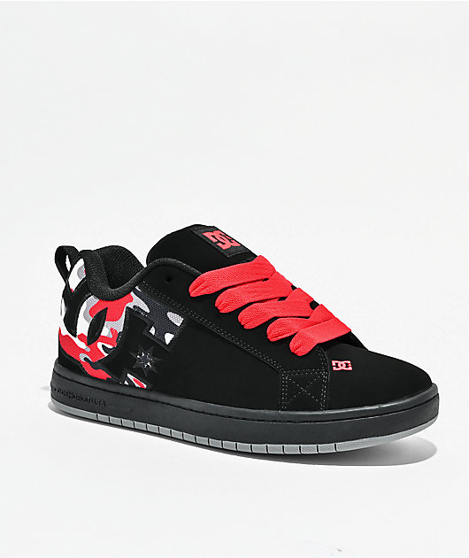 DC Court Graffik Black & Red Camo Skate Shoes