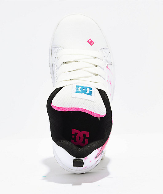 DC Court Graffik Pink, White & Blue Skate Shoes