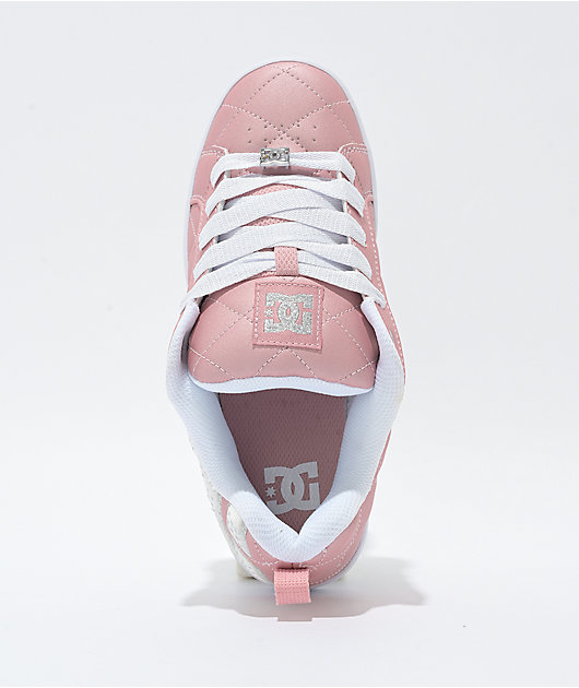 DC Court Graffik SE Pink & Silver Skate Shoes