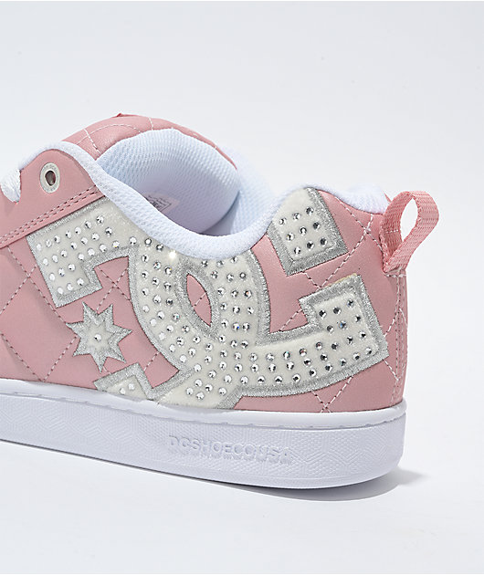 DC Court Graffik SE Pink & Silver Skate Shoes