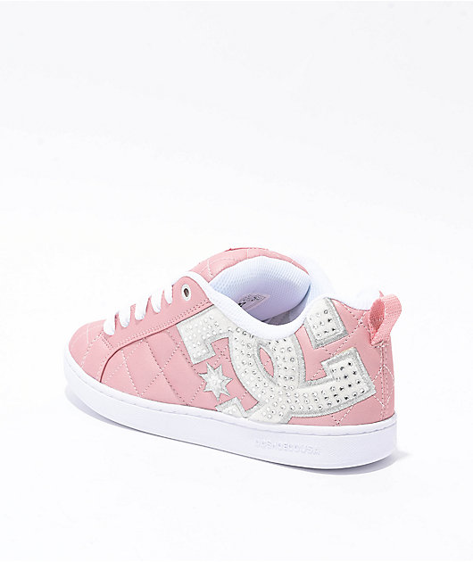 DC Court Graffik SE Pink & Silver Skate Shoes