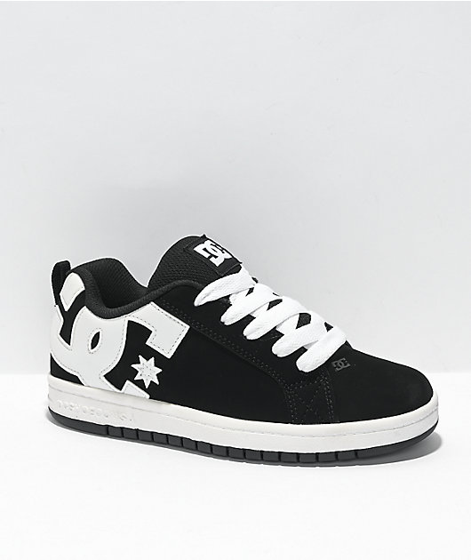 escotilla Céntrico cortar DC Court Graffik Zapatos de skate para niños en color blanco y negro