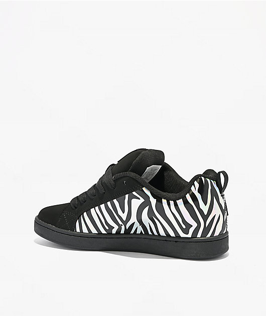 DC Court Graffik Zebra Black & Iridescent Skate Shoes
