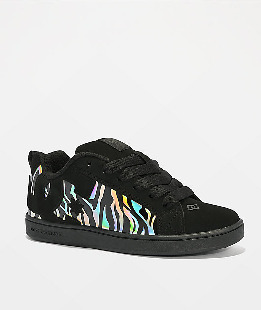 DC Court Graffik Zebra Black & Iridescent Skate Shoes