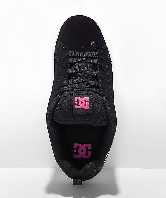 DC Court Graffik zapatos de skate en negro y salpicaduras de pintura