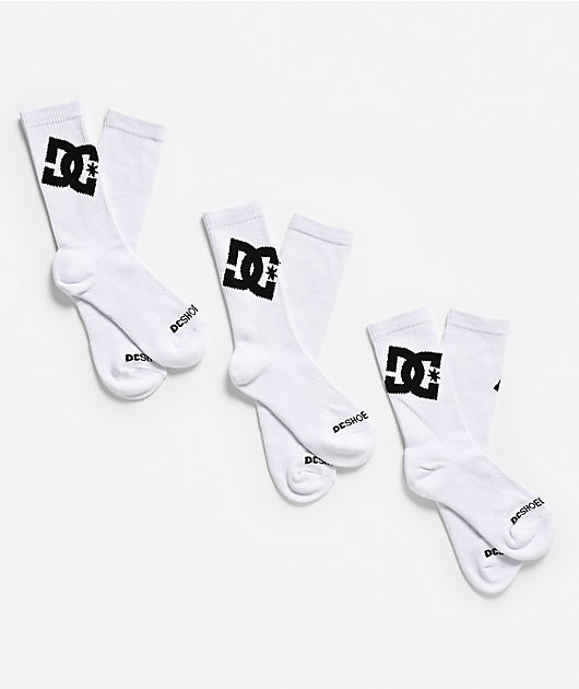 DC Graffik Logo 3 Pack White Crew Socks