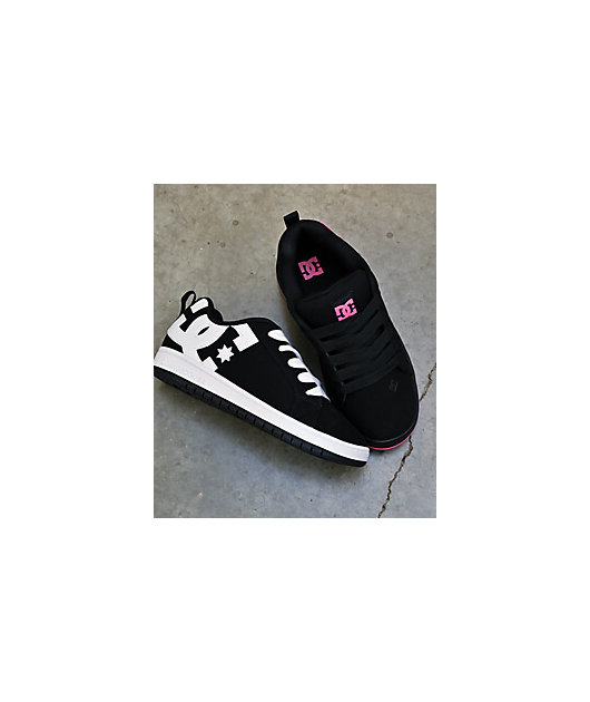 DC Kids' Court Graffik Black & White Skate Shoes