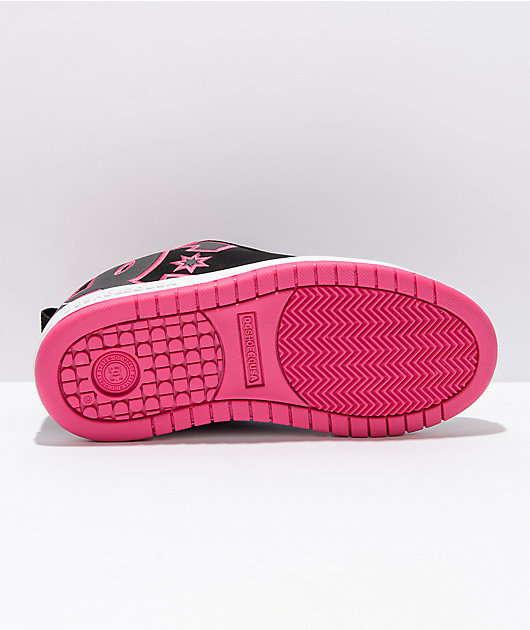 DC Kids Court Graffik Black & Hot Pink Skate Shoes