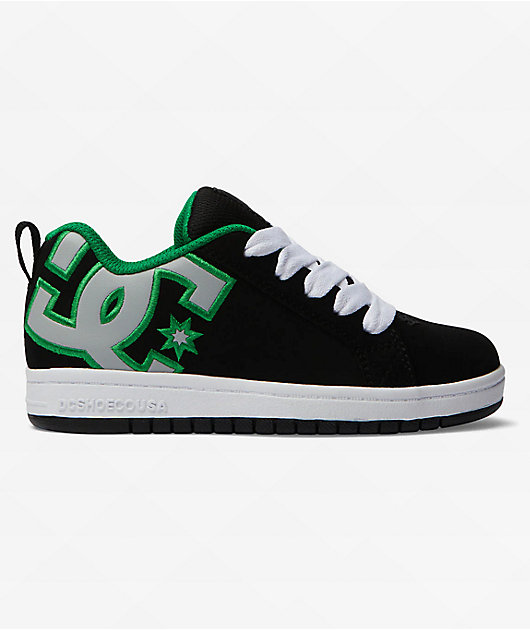 DC Kids Court Graffik Black Kelly Green Skate Shoes