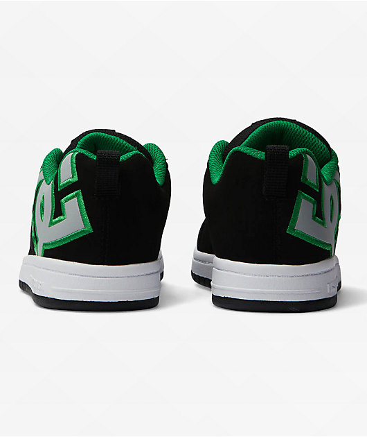 DC Kids Court Graffik Black & Kelly Green Skate Shoes