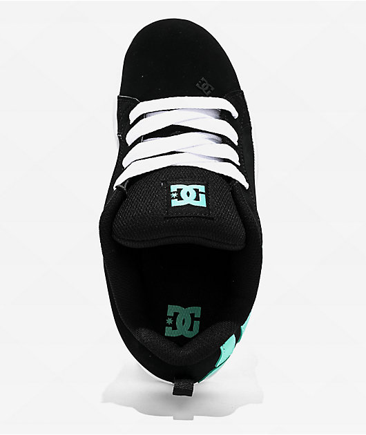 DC Kids Court Graffik Black & Teal Skate Shoes