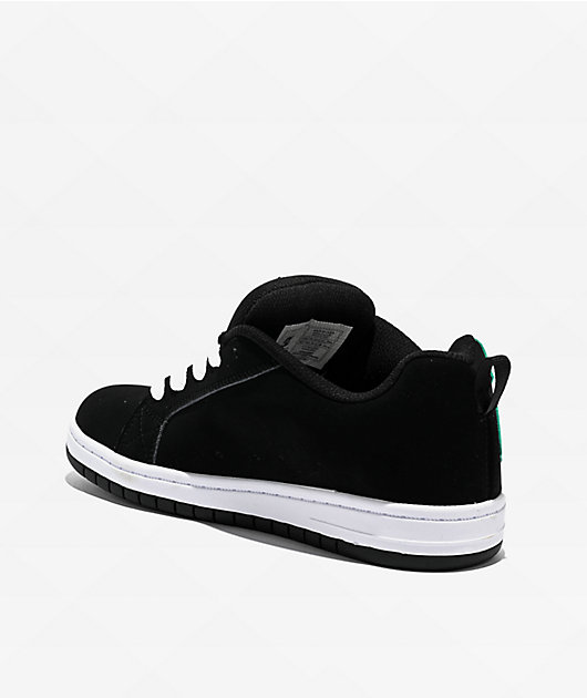 DC Kids Court Graffik Black & Teal Skate Shoes