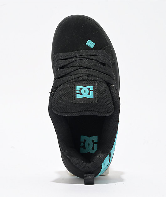 DC Kids Court Graffik Black & Turquoise Skate Shoes