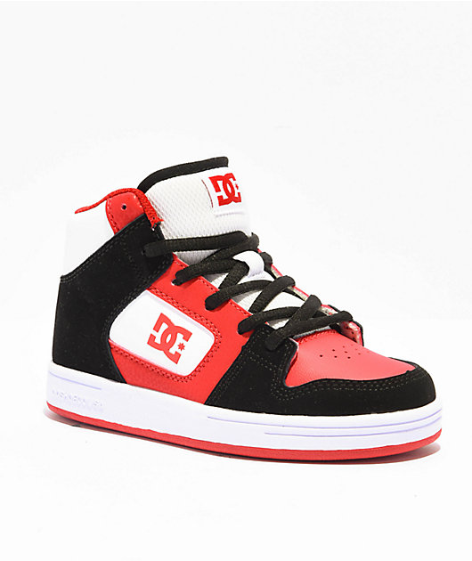 DC Kids Manteca Black, Red White High Top Skate Shoes Zumiez