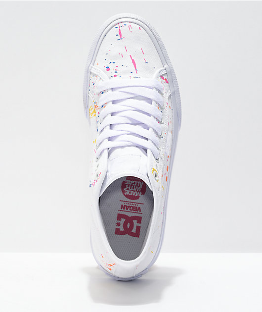 DC Manual Hi TX SE White & Paint Splatter Skate Shoes