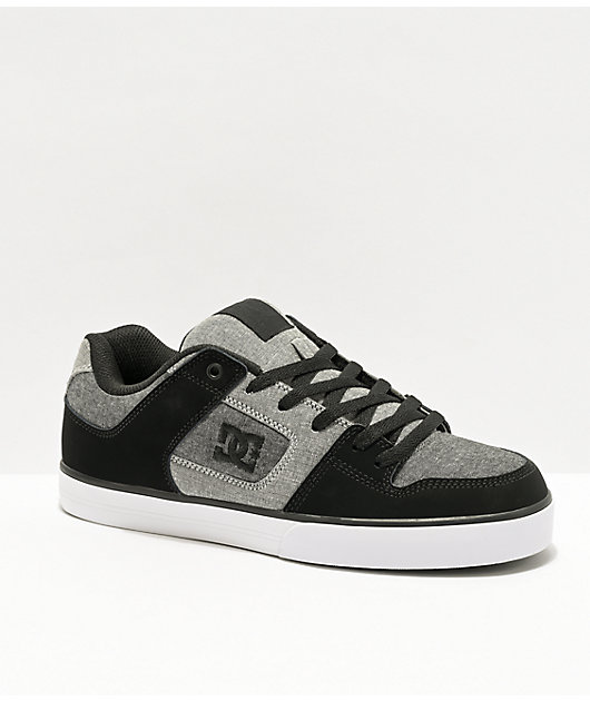 DC Pure Black & Heather Grey Skate Shoes