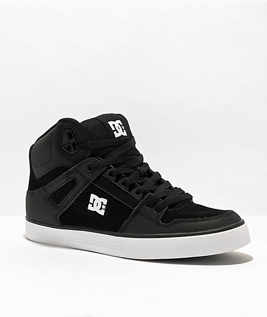 DC Pure High Top Black White Skate Shoes Zumiez