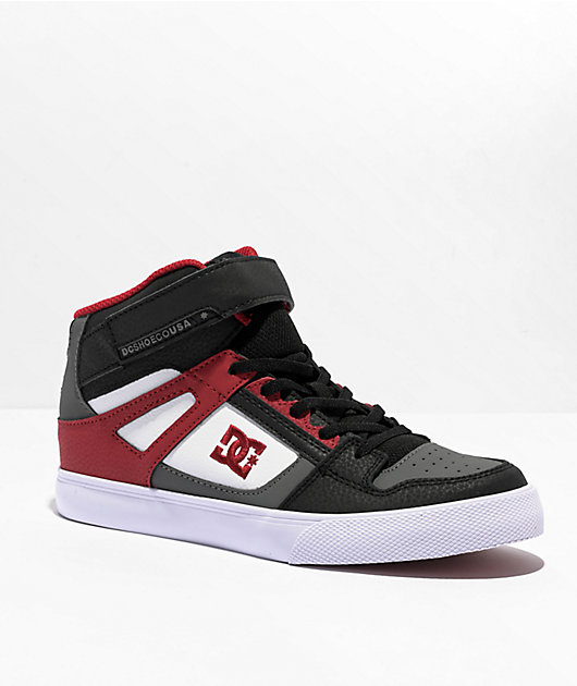 DC Pure High Top White Red Grey Skate Shoes Zumiez